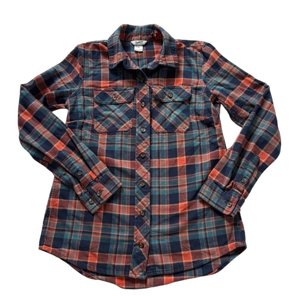 Duluth Trading Co. Plaid Folklore Flannel Button Down Shirt XS Gorpcore Granola